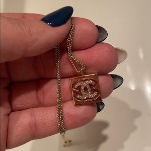 Authentic Chanel necklace with pink rhinestones